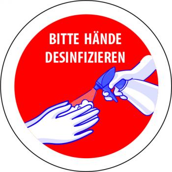 Corona Aufkleber Hände desinfizieren
